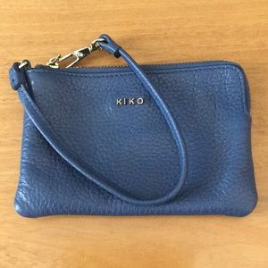 Kiko Blue Leather Wristlet